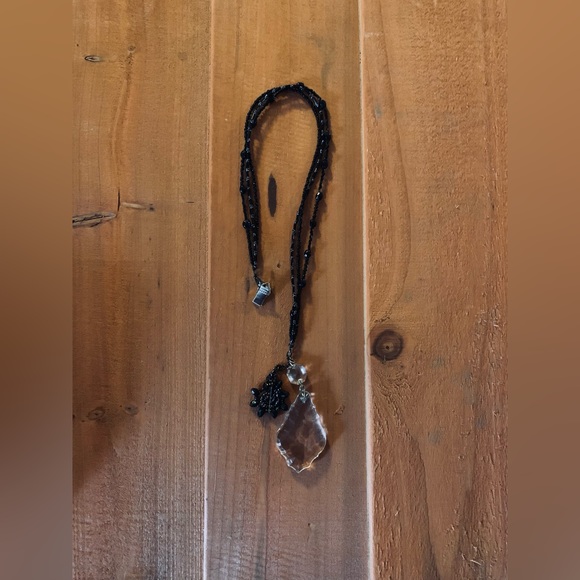 Beaded Black 21” Sun Catcher Door Hanger w Vintage Italian Chandelier Crystal - Picture 9 of 9